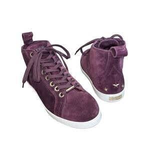 JIMMY CHOO LONDON Burgundy Lace Up High Top Sneakers Women’s EU 38.5 or US 7.5